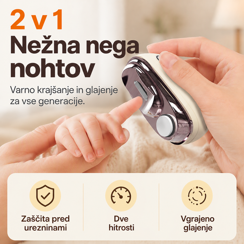 Električni strižnik in gladilnik nohtov 2 v 1