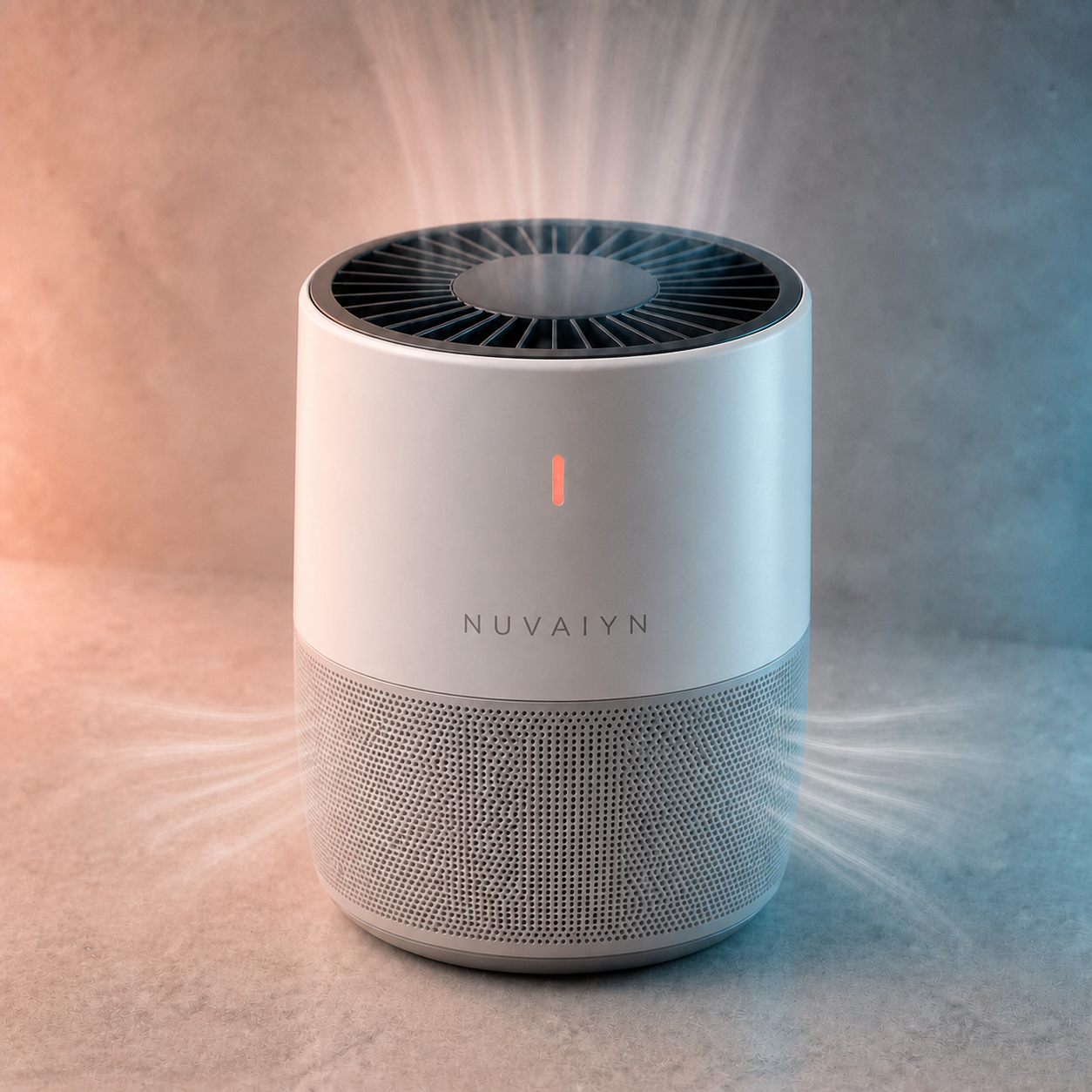 Nuvaiyn PurePod Personal Air Purifier technology detail with Nuvaiyn wordmark