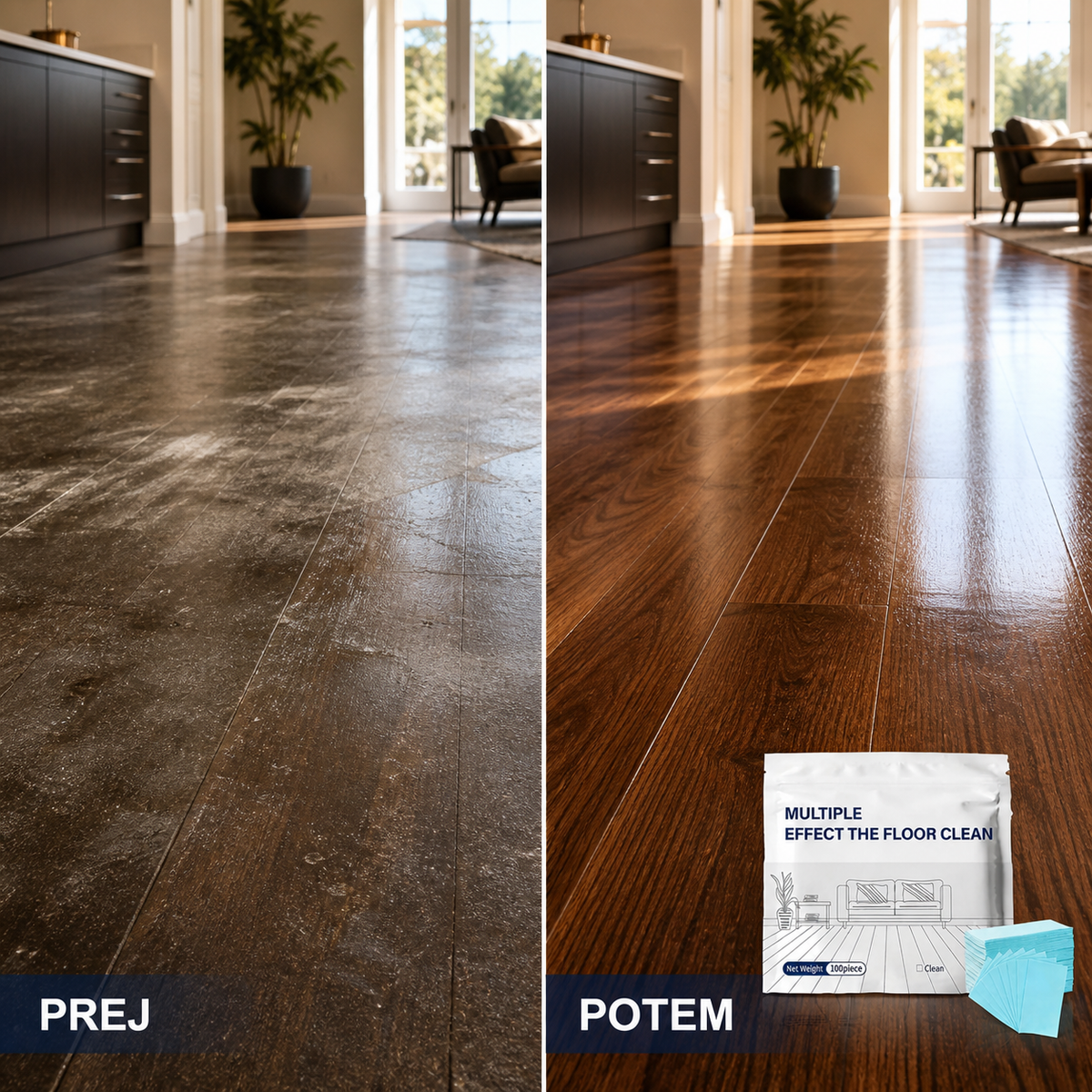 Nuvaiyn floor cleaning tablets - before after hardwood