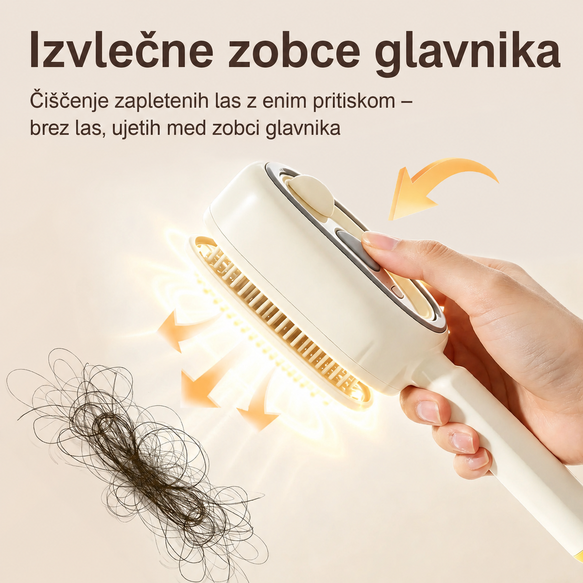 Izvlečne zobce glavnika za preprosto čiščenje