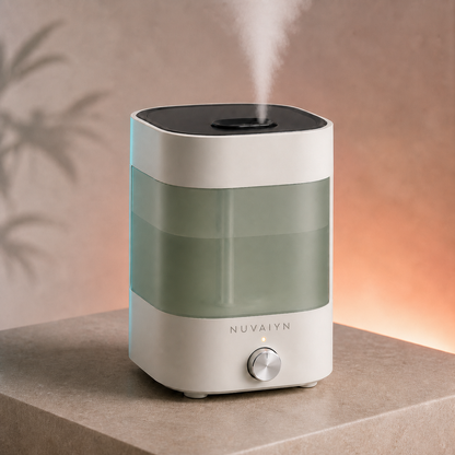 Nuvaiyn HumiCalm Smart Humidifier technology detail with Nuvaiyn wordmark