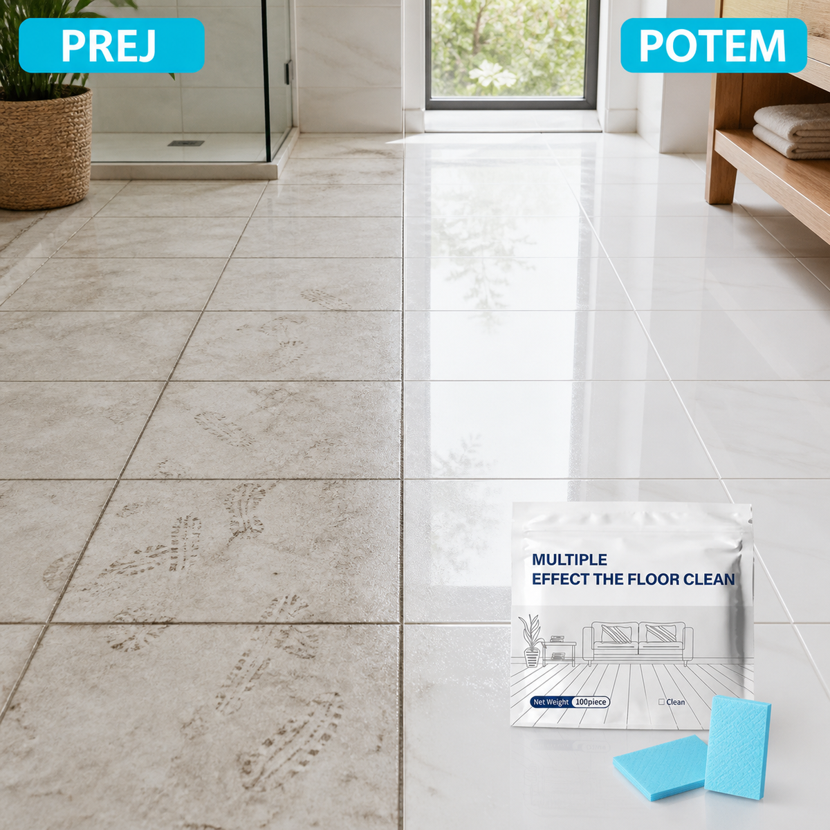 Nuvaiyn floor cleaning tablets - before after tile