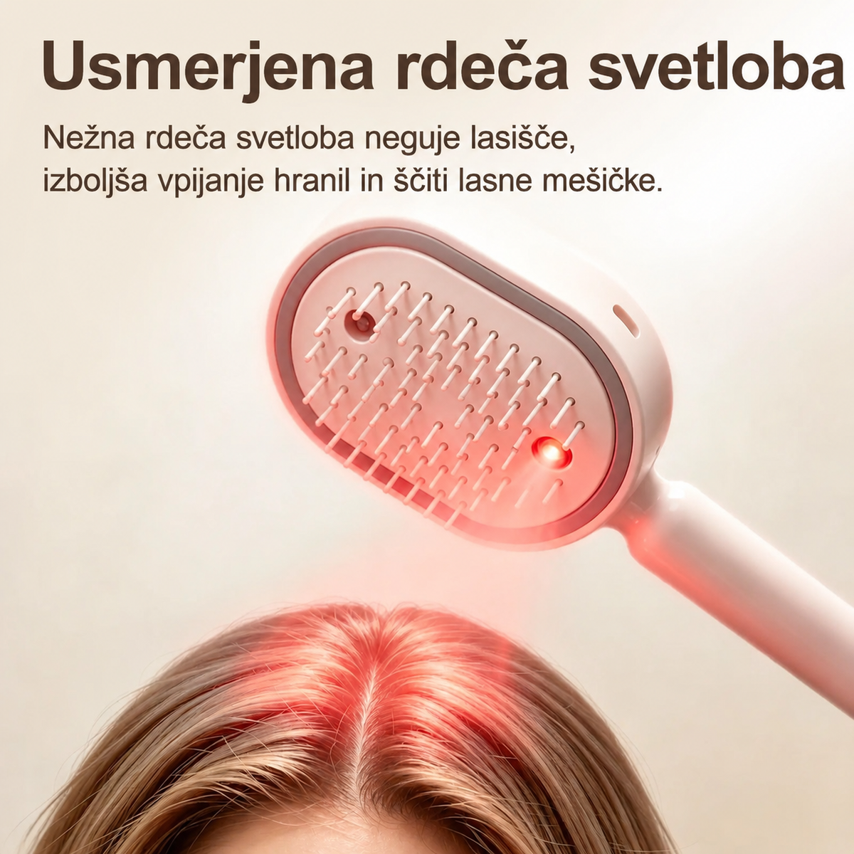 Usmerjena rdeča svetloba za nego lasišča