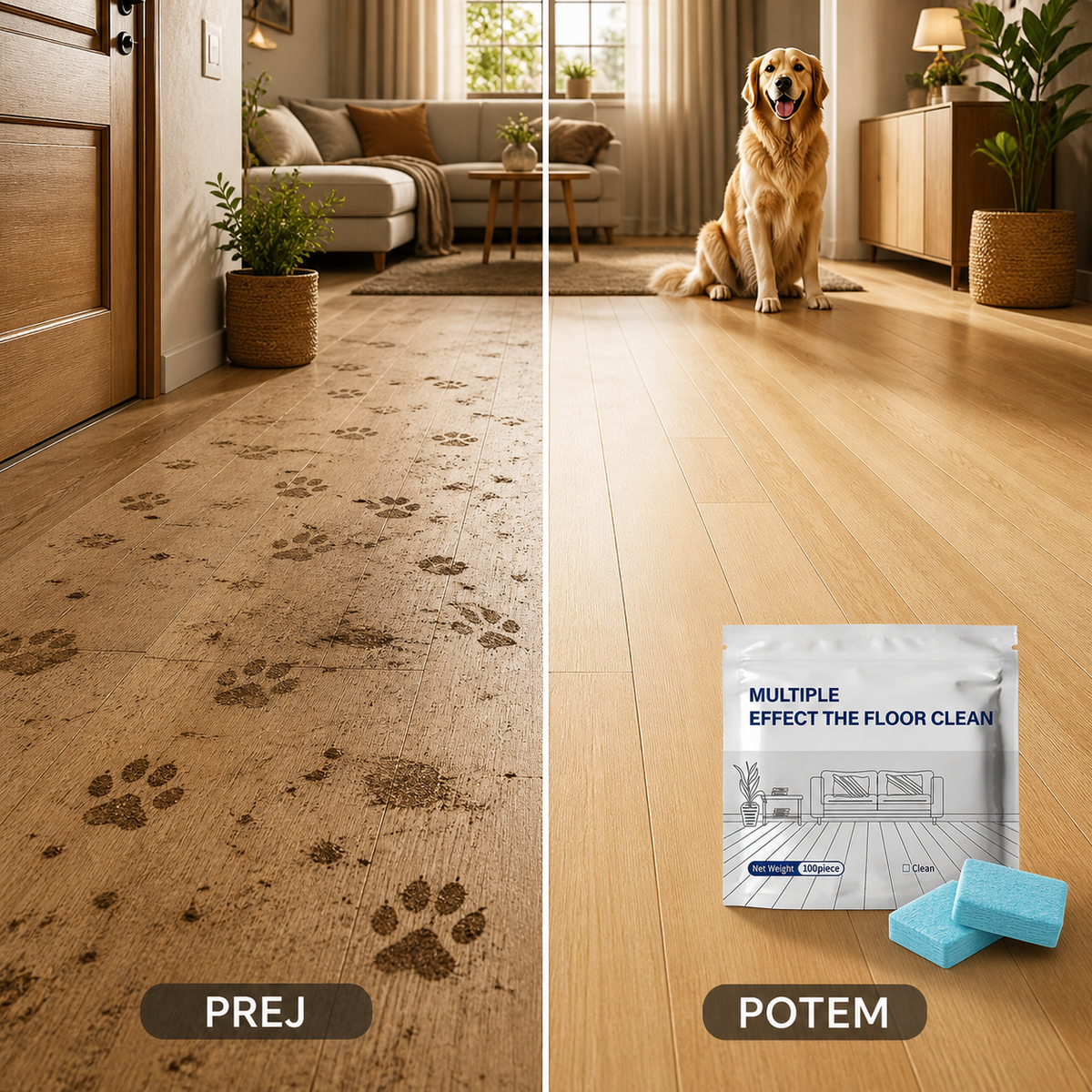 Nuvaiyn floor cleaning tablets - before after pet