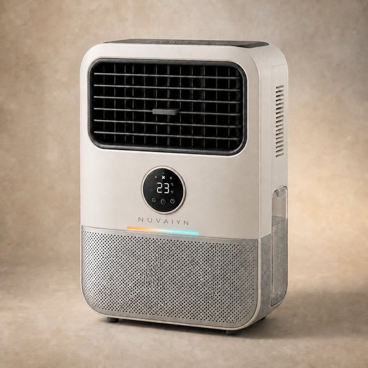 Nuvaiyn ThermoPure Purification Heater Fan with integrated Nuvaiyn wordmark