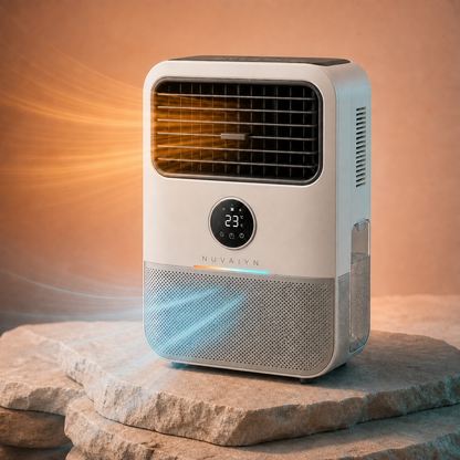 Nuvaiyn ThermoPure Purification Heater Fan technology detail with Nuvaiyn wordmark