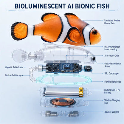 HUBUQ® Smart Bionic Fish – Interaktivna svetleča robotska ribica