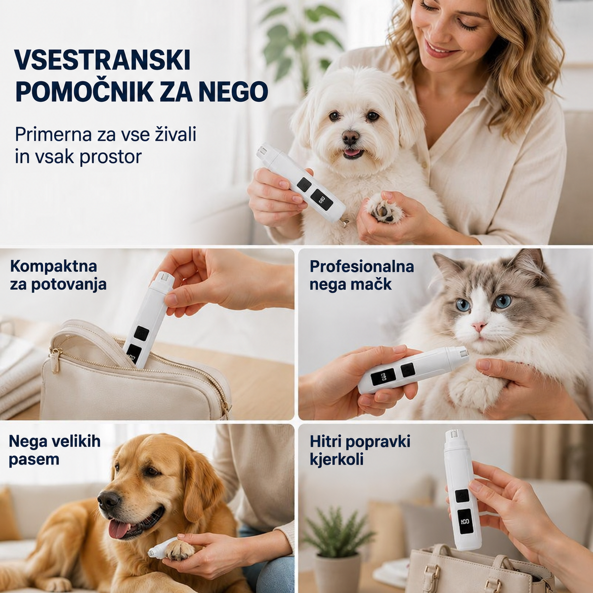 Električna brusilka za kremplje z LED-zaslonom
