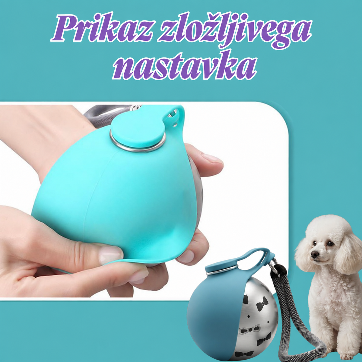 Potovalna steklenička za pse z zložljivo posodico — 3