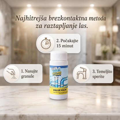 Navodila za uporabo penastega čistila za odtoke