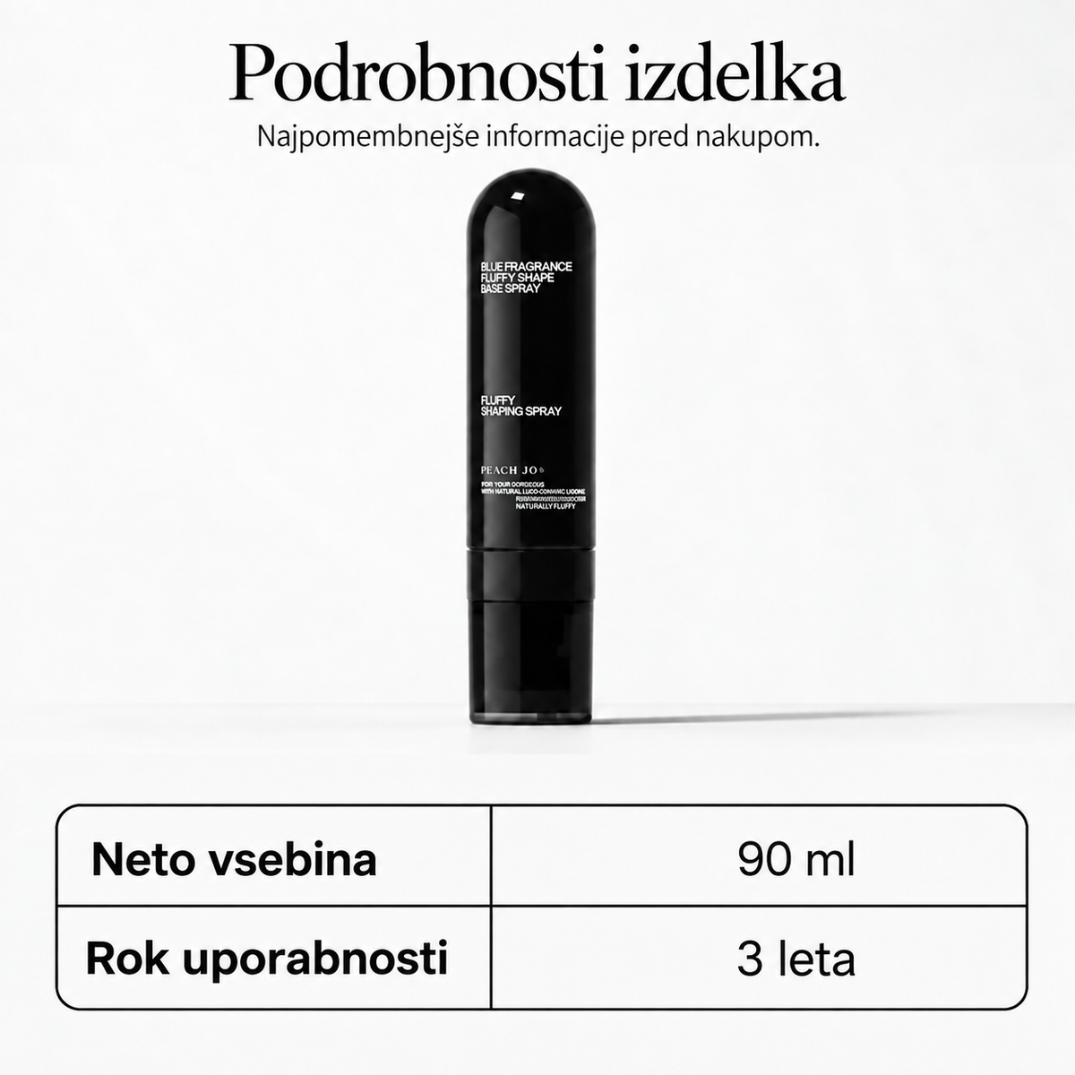 Razpršilo za volumen las z vonjem po breskvi