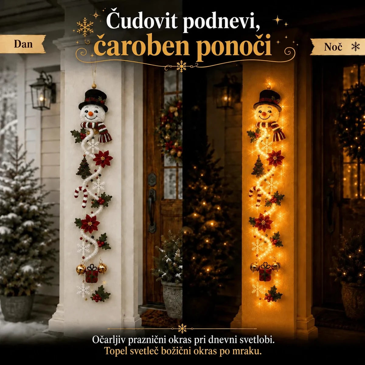 Svetleči božični okras za vrata