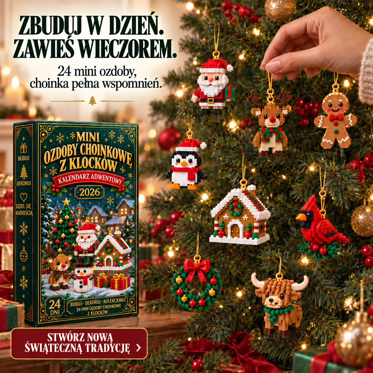 Adventni koledar – 24 mini božični okraski iz kock – 2