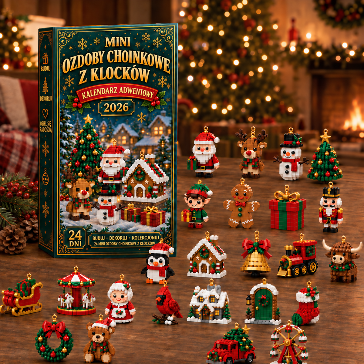 Adventni koledar – 24 mini božični okraski iz kock – 7